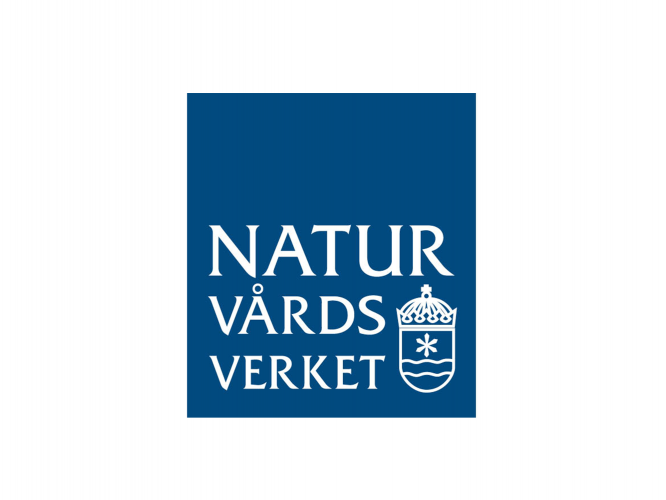 Logotype Naturvårdsverket - blå bakgrund och vit text