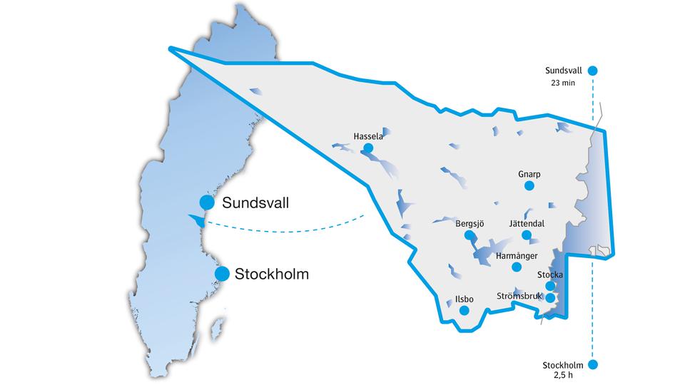 Färgillustration - karta över sverige och nordanstig