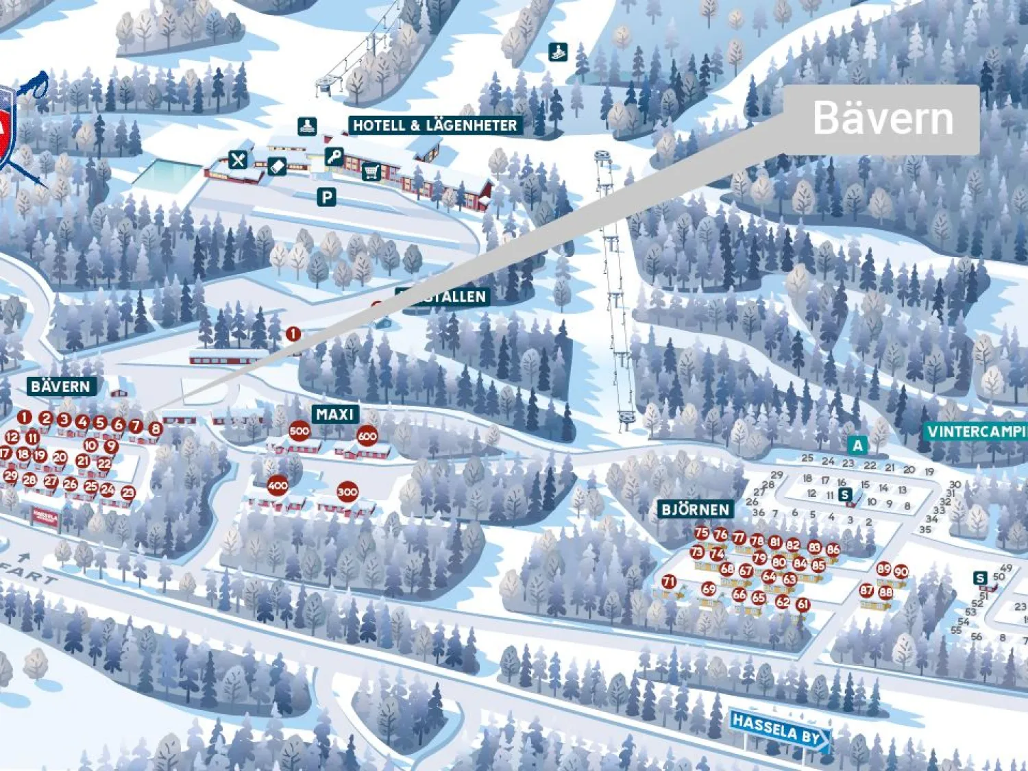 Illustration av campingområde - Hassela Ski Resort