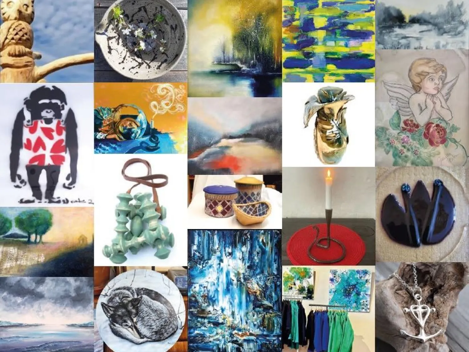 Färgbild - collage av foton på konsthantverk