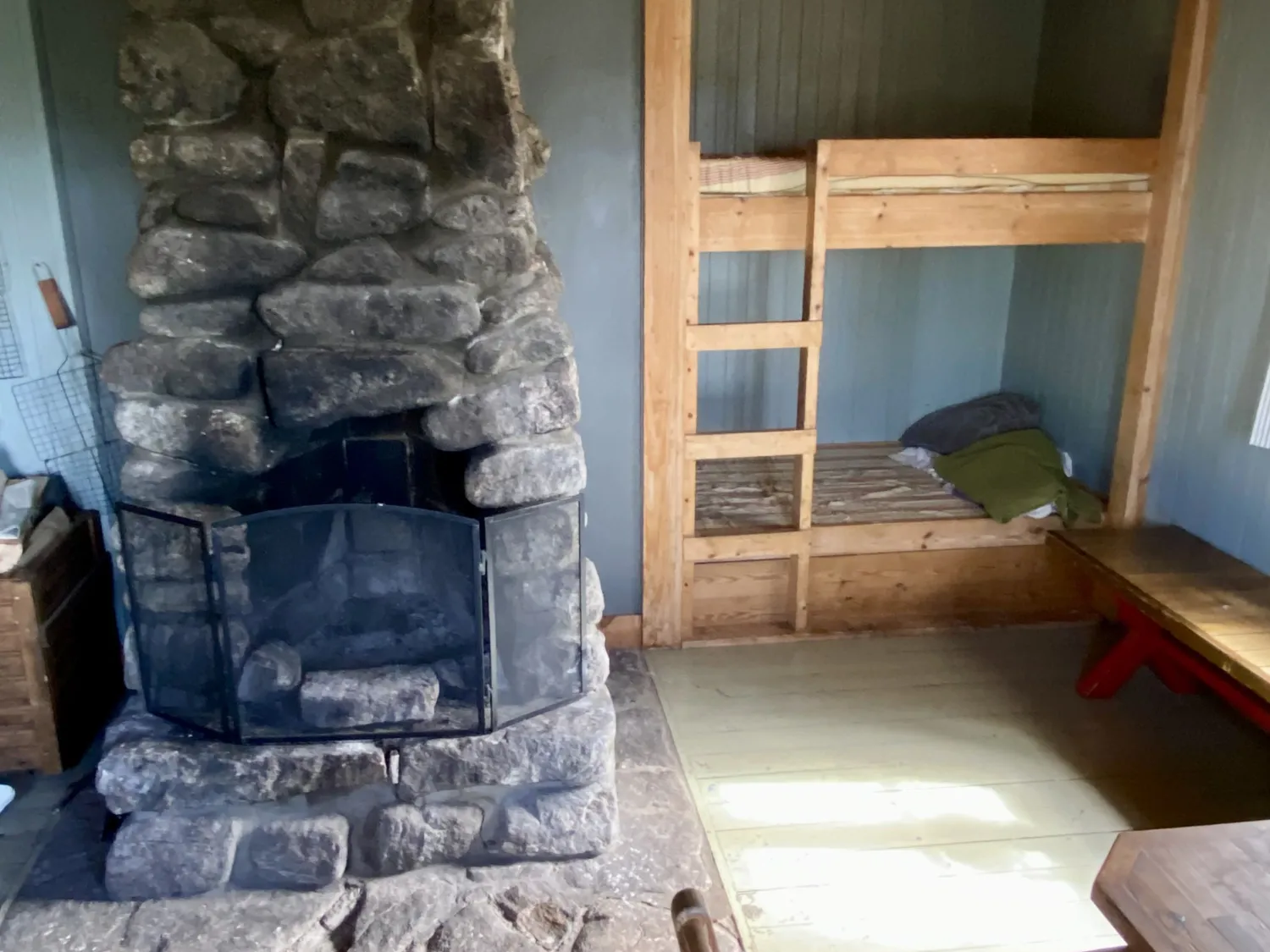 Inside the cabin, beds