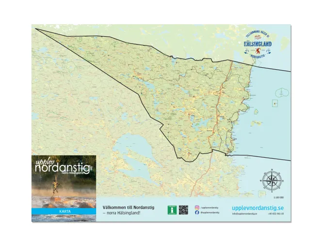Colour picture - map of Nordanstig. northem Hälsingland Sweden